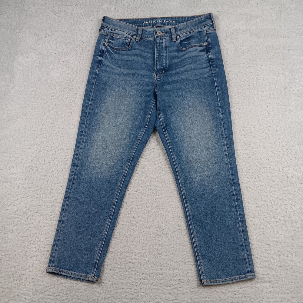 American Eagle Jeans Tomgirl Women 10 Short Blue Stretch Real Good Denim